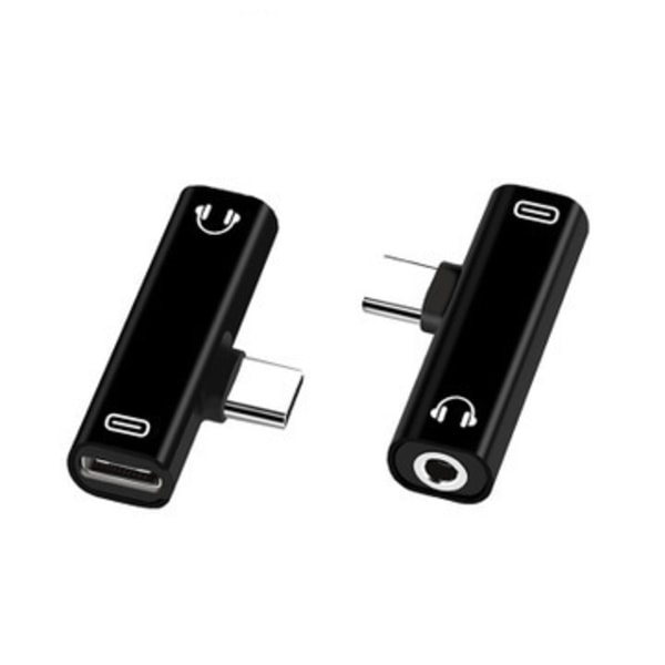 Jack hodetelefon ladekonverter USB C-type lydadapter black