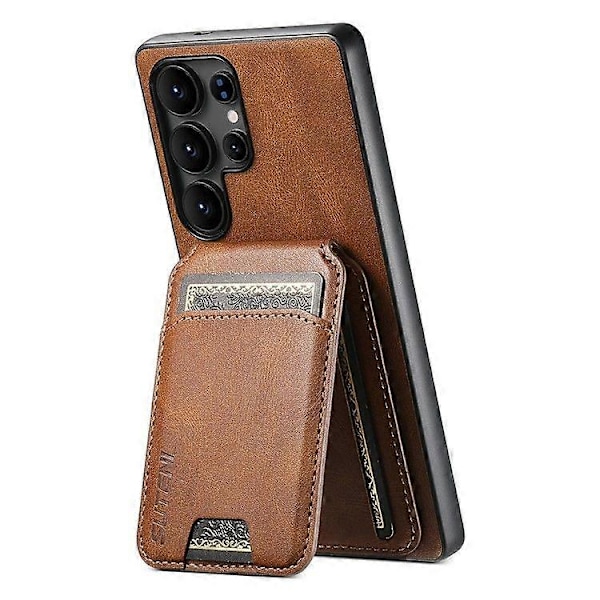 Skyddande telefonfodral för Samsung Galaxy S25 Ultra, vaxig textur PU-läder + TPU-kortplatser Ställ Telefonfodral
