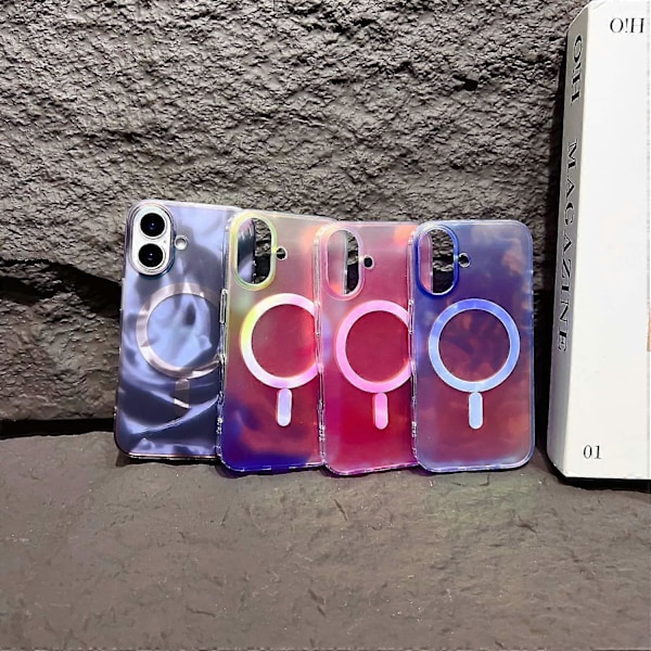 iPhone 16 Plus -kotelo, yhteensopiva MagSafe-tekniikan kanssa, mustemaalaus IMD PC+TPU -puhelinkuori