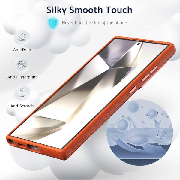 Til Samsung Galaxy S24 Ultra Cover Læder+PC Hårdt Telefoncover med Metal Linseramme