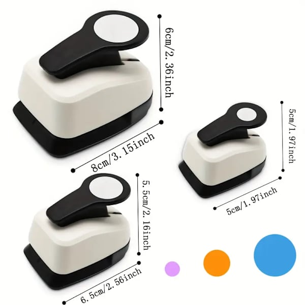 3-delars cirkelstans set, hålslag, cirkelstans, pappersstans för pyssel, cirkelstans