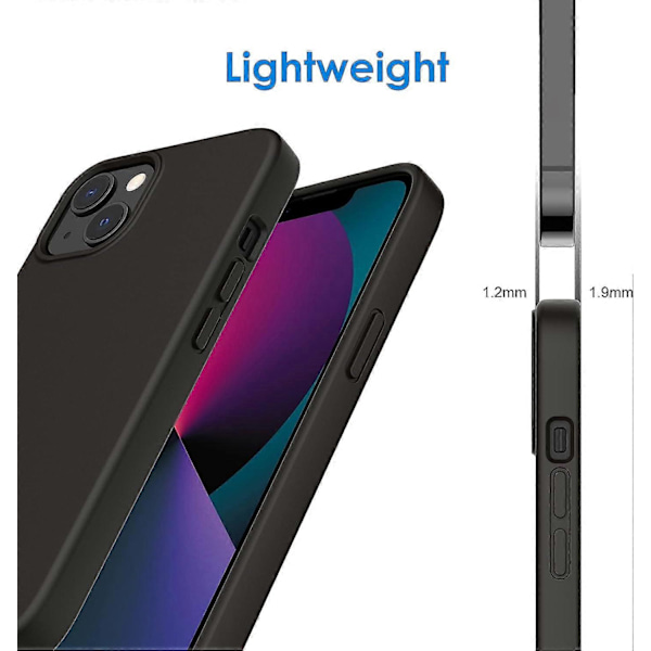 Silikonskal Kompatibelt med iPhone 13 6.1 tum, Silkeslen Fullständigt Kroppsskydd, Mjukt Mikrofiberfoder, Stötsäkert (Svart)
