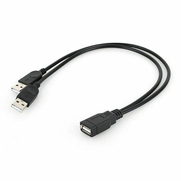 USB 2.0 Hunn til 2 Dobbel USB Hann Strømadapter Y-Splitter Kabelkontakt