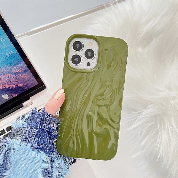 För iPhone 14 Pro Plisserad Design Glansigt Mobilskal Mjukt TPU Baksida Skyddande Skal