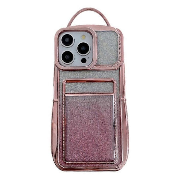 iPhone 15 Pro -kotelo, glitter-korttipidike, pehmeä TPU-puhelinkuori