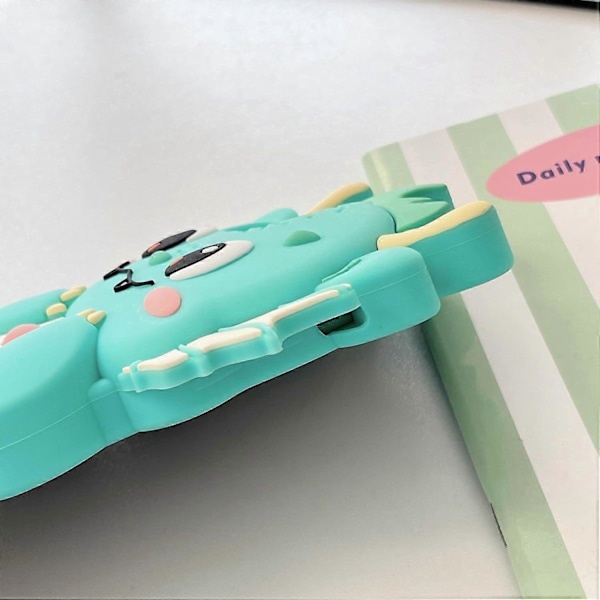 Skal för iPhone 15 Pro Max, Kawaii Mobilskal 3D Silikon Tecknad Drak Grön Roligt Sött Skal Mjukt Gummi Stötsäkert Skyddsskal Kvinnor Flickor för iP