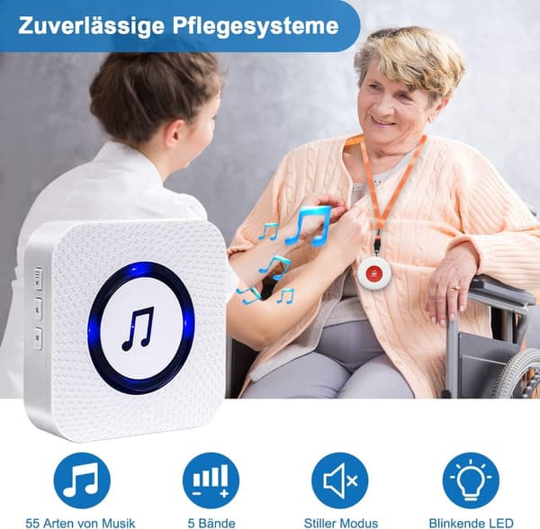 Emergency Call Button for Elderly/Senior Alarm Clock/Alarm Button/Wireless Pager/Senior Alarm/Home Alarm Receiver 150 Meter Range