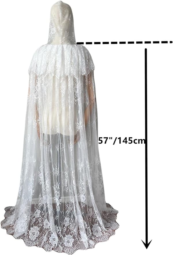 Halloween Kappe med Hætte Unisex Voksen Blondekappe Julekostumer Black