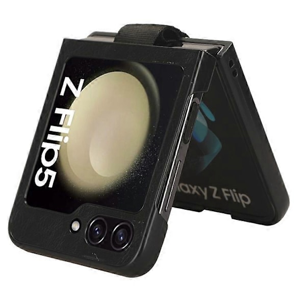 Til Samsung Galaxy Z Flip5 Ring PU Læder PC Mobiltelefon Cover