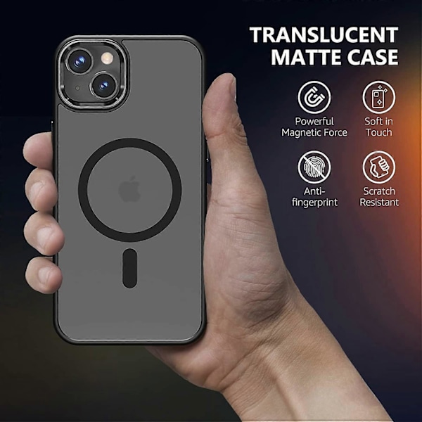 Magnetiskt Skal för iPhone 14/iPhone 13 Skyddande Fodral Kompatibelt med, Genomskinligt Matt Anti-Gul Ultra Tunt Skal för iPhone 14/iPhone 13 6.1''-B