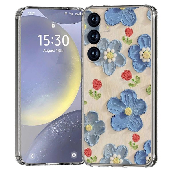 För Samsung Galaxy S25 Mobilskal IMD Mönstertryck PC Mobilskal - Blå Blomma