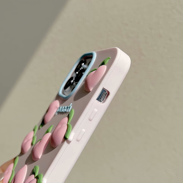 Skal för iPhone 14 Pro Max, sött 3D Kawaii-telefonskal roligt rosa kanin tecknadsskal med gröna solglasögon mjukt silikongel fallskyddsskal Wo