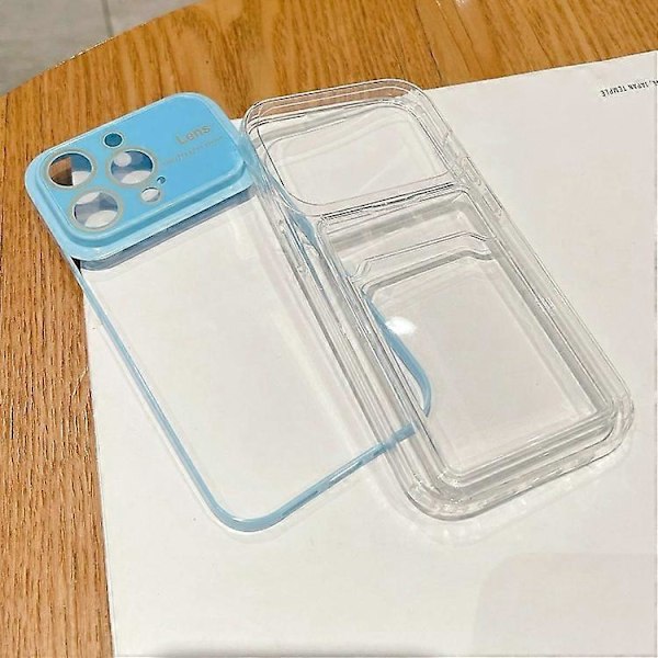 Suojakotelo iPhone 15:lle, suuri ikkuna, PC-hybridi, TPU, korttipaikalla