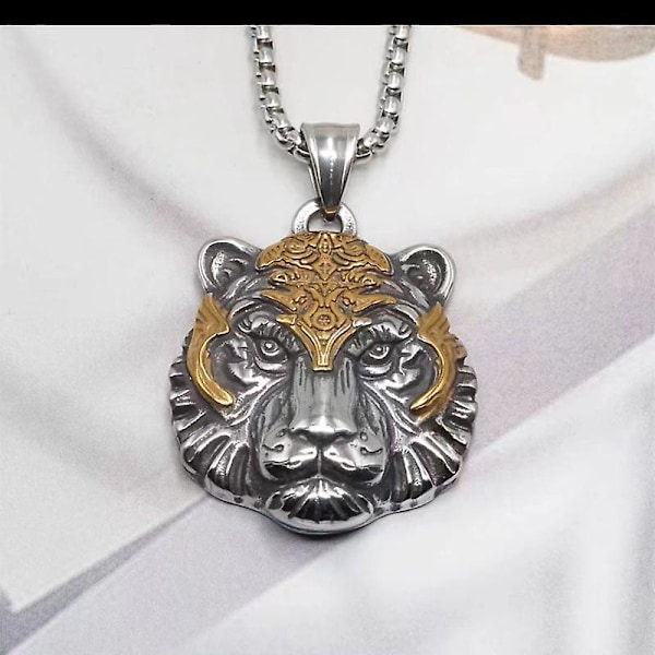 Titanium stål ny retro tigerhoved vedhæng trendy tiger