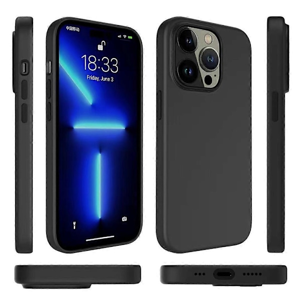 Flydende silikone etui kompatibelt med iPhone 13 Pro Max Premium silikone etui, fuld beskyttelse, 3-lags stødsikkert cover (sort)