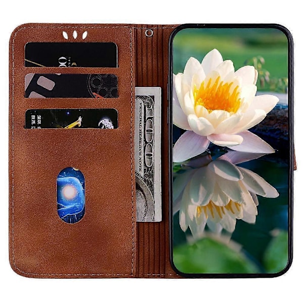 Flipfodral för iPhone 16 Pro Max Ställ Magnetiskt Plånboksfodral Relief Lotusblomma Ställ