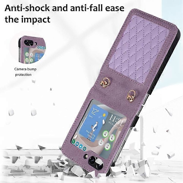 Til Samsung Galaxy Z Flip5 Diamant Gitter Foldbart Læder Mobiltelefon Cover
