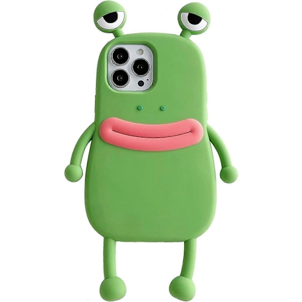iPhone 15 Pro Max Kawaii Skal 3D Tecknad Söt Groda Skal Mjukt Silikon Unikt Roligt Skyddsfodral för Kvinnor Flickor Slimmad Anti-Fall Skyddande
