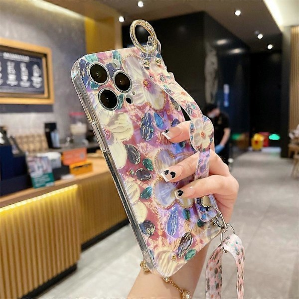 iPhone 15 Pro Max -puhelimen kuori, strassikoristeet, epoksi PC+TPU-suojus kaulanauhalla