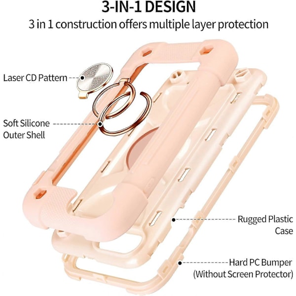 for iPhone 8 Plus Deksel iPhone 7 Plus Deksel for Jenter Kvinner med Ring Stativ Silikon Beskyttelsesdeksel med PC Støtfanger Kraftig 3 i 1 Deksel for iPhon