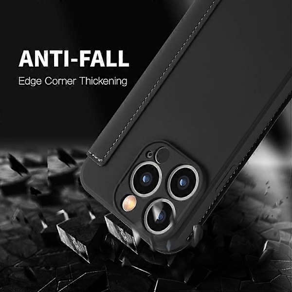 För iPhone 15 Imitation Flytande Hudkänsla Läder Mobiltelefonfodral med Kortfack