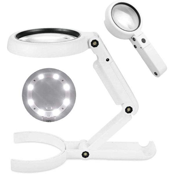 Forstørrelsesglas 5X, 8 LED-belysning