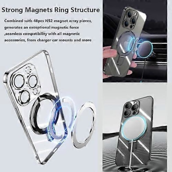 Ringfodral för iPhone 16 Pro Max Fodral Ställ Kompatibelt med MagSafe Inbyggt Kameralinsskydd Stöttåligt Mobilskal för iPhone 16 ProMax