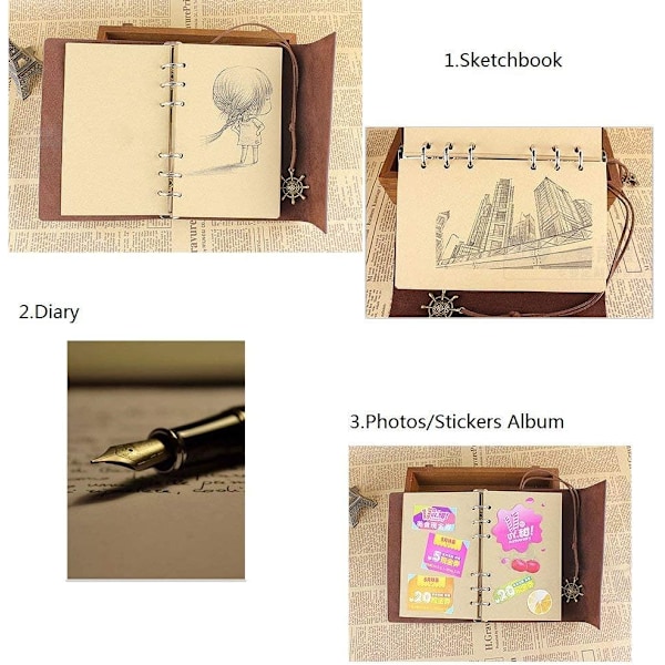 Faux Läder Journal Anteckningsbok Spiralbunden Klassisk Präglad