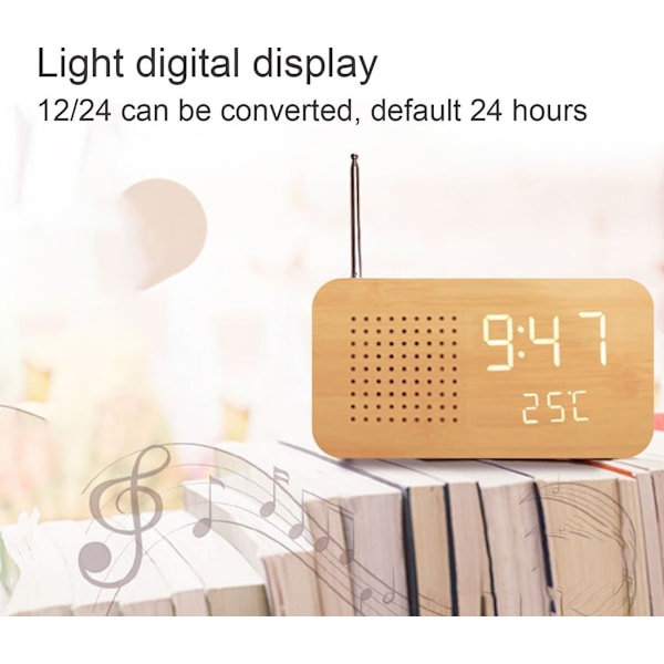 Digital radio i trä, väckarklocka 165 × 90 × 45 mm