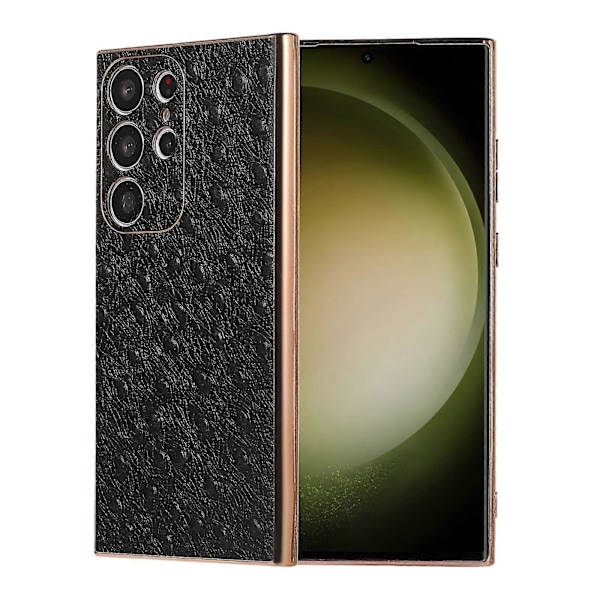 För Samsung Galaxy S23 Ultra 5G Läder Struts Textur Nano Elektroplätering Mobilskal