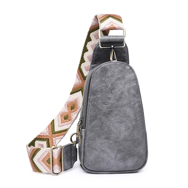 Snygga Crossbody-väskor i konstläder för kvinnor, midjebälte grey