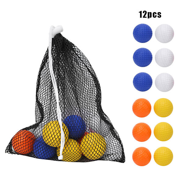 12-pack PU Golfbollar för barn Färgglada Elastiska Golfbollar Set Träningstillbehör