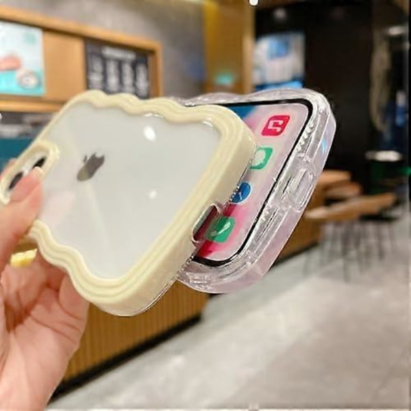 iPhone 16 Pro Max -kotelo, söpö tyttömäinen kirkas kihara aalto -kehys iPhone 16 Pro Max -puhelinkotelolle, aaltoileva iskunkestävä suojakuori naisille ja tytöille