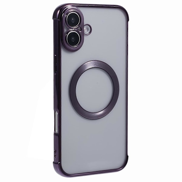 iPhone 16 Plus -kotelo, yhteensopiva MagSafe-tekniikan kanssa, galvanointi TPU kirkas puhelinkuori - tumman violetti
