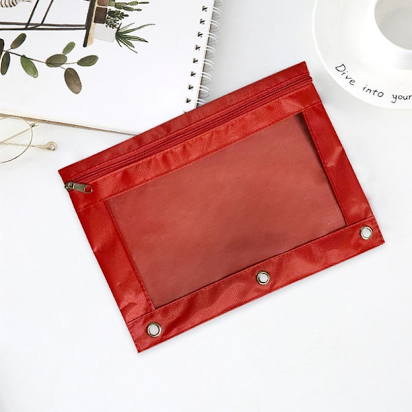 8 stk. 3-huls -kapacitet Penalhus Filpose Holdbar Ringbindslomme red
