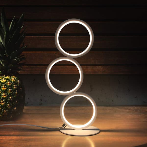 LED Skrivebordslampe Dimbar Moderne Nattbordslampe Hvit Ring
