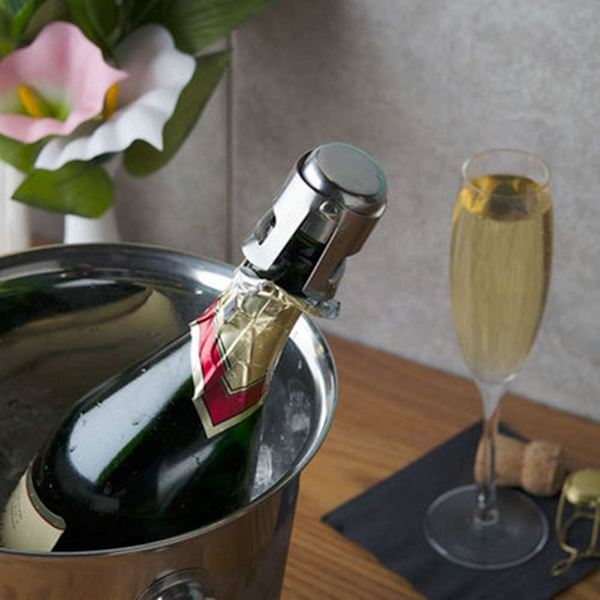 4 stk. Champagnestopper, Rustfrit Stål Vakuumforseglet Vin Mousserende Flaske Lukning Forseglingsanordning Sølv