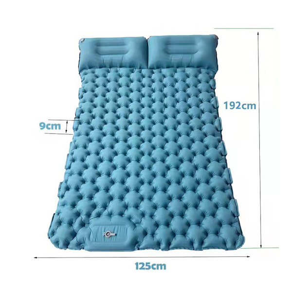 Itsestään täyttyvä retkeilymatto: paksu ja kevyt kahden hengen retkeilymatto, joka voidaan kiinnittää retkeilymatto ja kompakti retkeilymatto Peacock Blue-2 Double sleeping pad