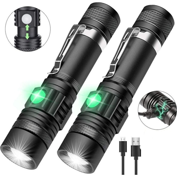 Superstark USB-ficklampa LED Polis Taktisk Ficklampa
