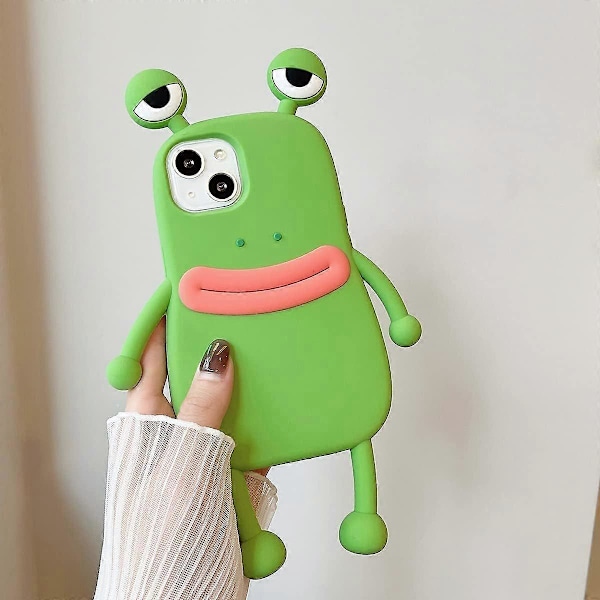 iPhone 15 Pro Max Kawaii Skal 3D Tecknad Söt Groda Skal Mjukt Silikon Unikt Roligt Skyddsfodral för Kvinnor Flickor Slimmad Anti-Fall Skyddande
