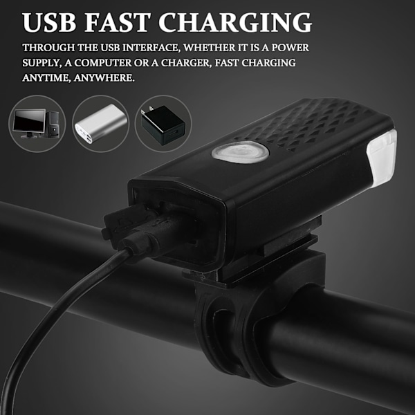 Cykellampa Vattentät USB Laddningsbar LED Cykellampa