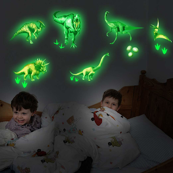 Dinosaurie lysande väggdekaler, självhäftande DIY-dekaler