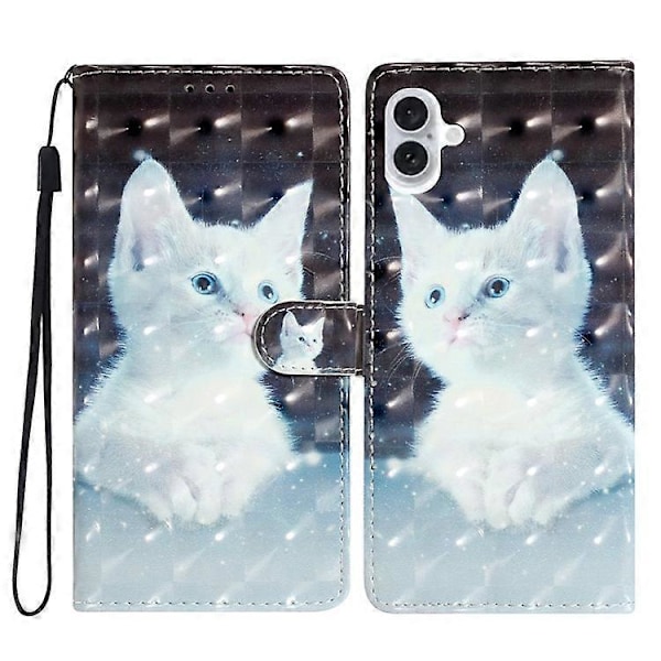 Kompatibelt Skal för iPhone 16 PU Läder 3D Mönstertryck Telefonplånboksfodral