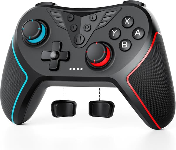 Kontroller for Switch, trådløs kontroller kompatibel med Switch Lite/OLED, Turbo/Makroprogrammering/Justerbar vibrasjon/6-akset gyroskop/Skjermbilde Black