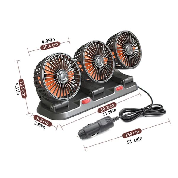 12V Bilventilator med Tre Blade, Bil Aircondition Ventilator Køleventilator
