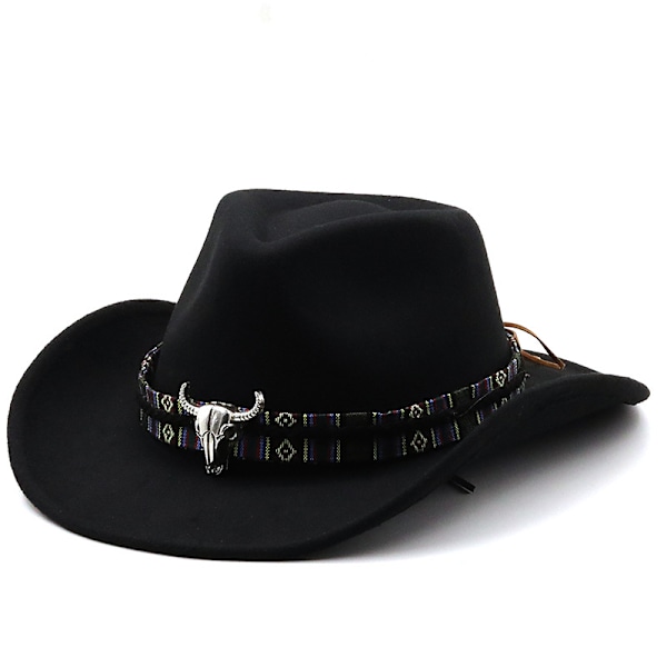 Western cowboyhat til mænd og kvinder med kohovedbånd og bred skygge