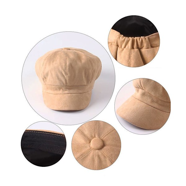 Pigehat Beret Uld Ottekantet Modehue (Sort)