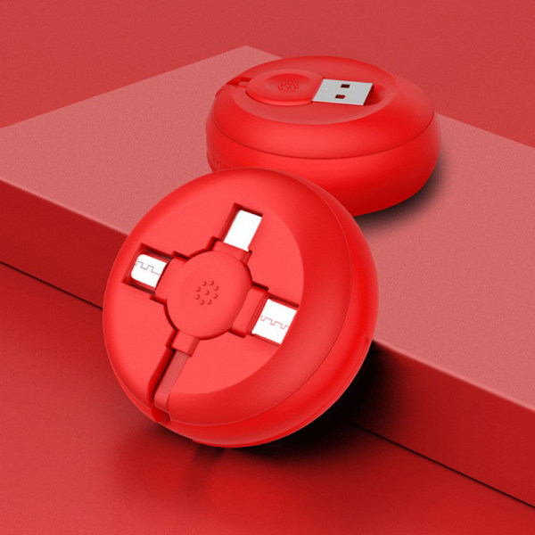 3-in-1 latauskaapeli - sisäänvedettävä latauskaapeli red