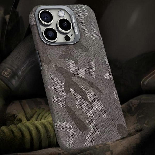 Magnetiskt skal för iPhone 16 Pro Max, kamouflagemönster, stöttåligt PC+PU-telefonskal