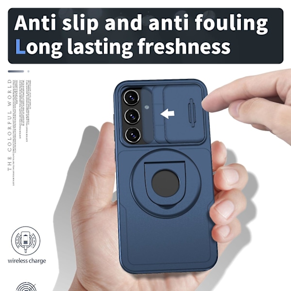 För Samsung Galaxy A55 5G Camshield MagSafe Ringhållare Pansar Skal